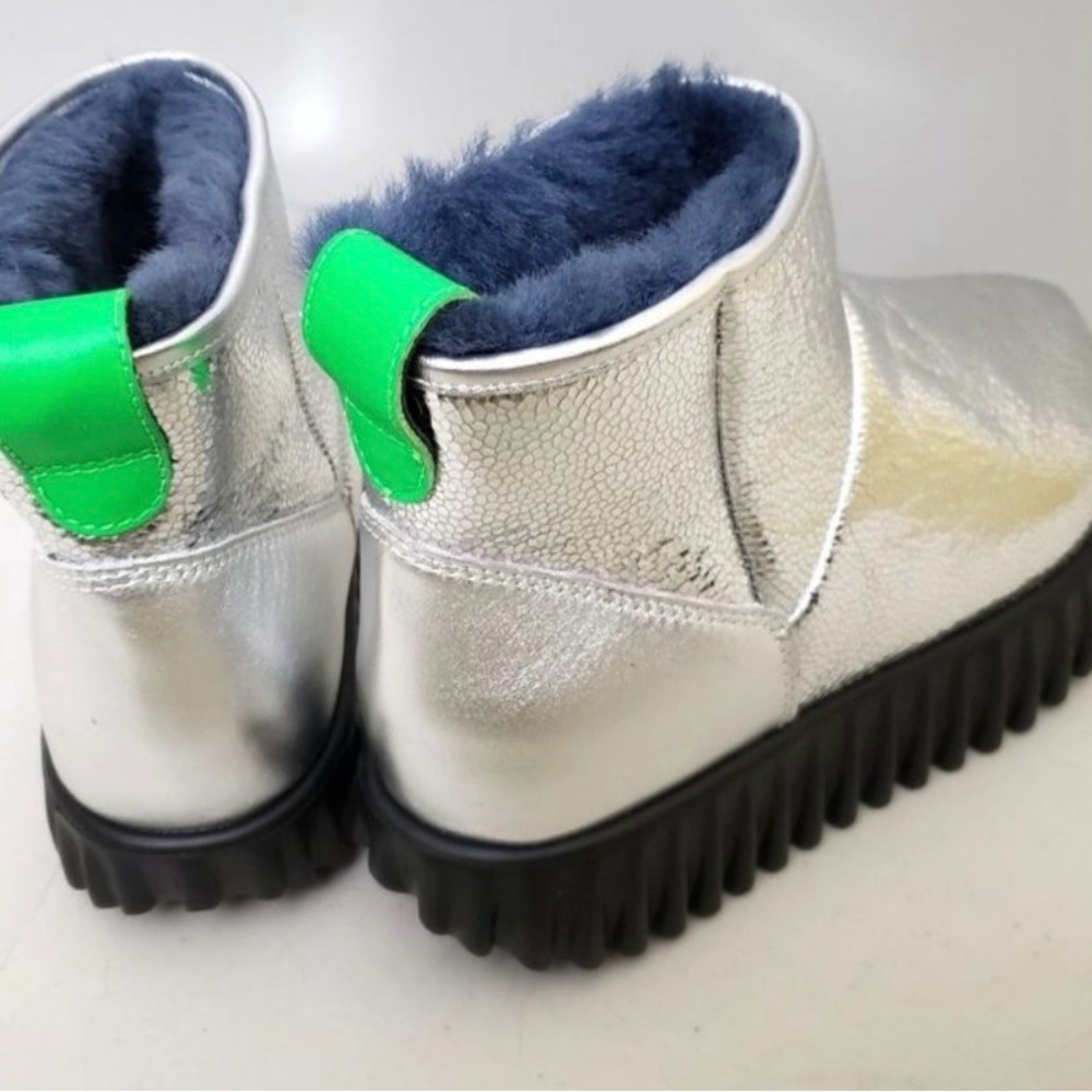 4ccccees Silver and Green Ankle Boots